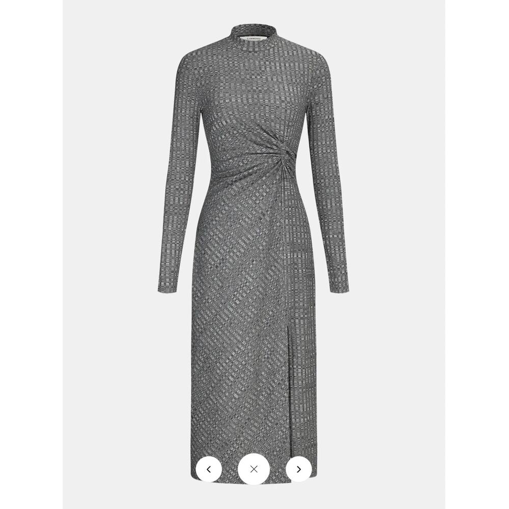 NWT Commense Mock Neck Twisted Side Slit Midi Dress Sz M